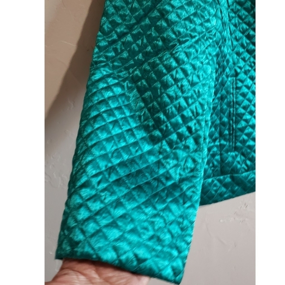 Vintage C.L.O.T.H.E.S Blazer Green XL Quilted Floral Print Asian Inspired Jacket - Picture 8 of 14